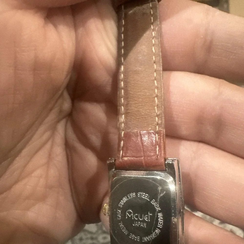Working VTG ACUET Two Tone Face Ladies Watch Brown Band New Battery‎ 21mm Fit 7